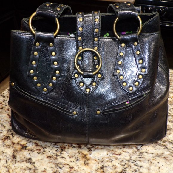 Betsey Johnson Bags Betsey Johnson Handbag Leather Studded Black Purse Poshmark